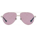 Gucci - Navigator Frame Sunglasses - Silver Guccissima Purple - Gucci Eyewear