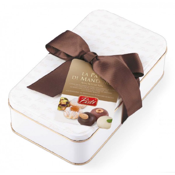 Pistì - Assorted Sicily Almond Paste - Covered with Chocolate - Fine Pastry in Gift Box Blanca