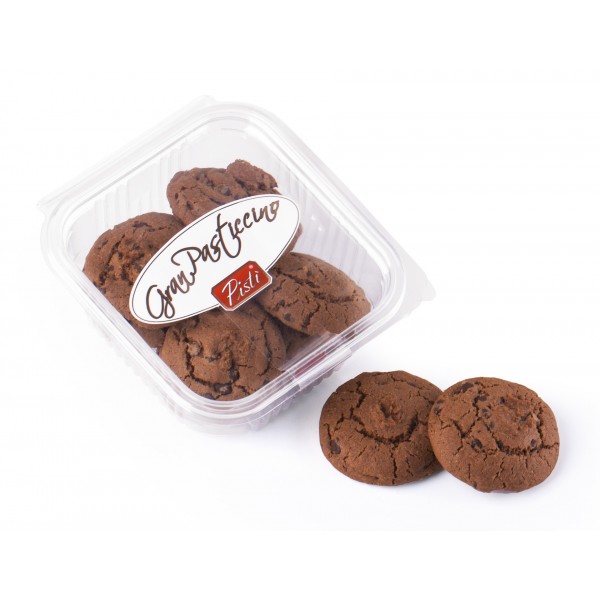 Pistì - Kuki - Almond Sicilian Cookies with Extra Dark Chocolate 70 % - Fine Pastry in Open and Close Box
