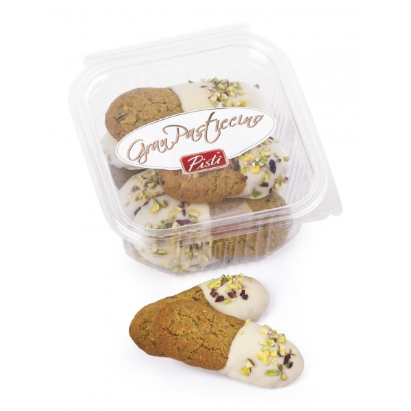 Pistì - Kuki - Almond Sicilian Cookies with Pistachio and White Chocolate - Fine Pastry in Open and Close Box