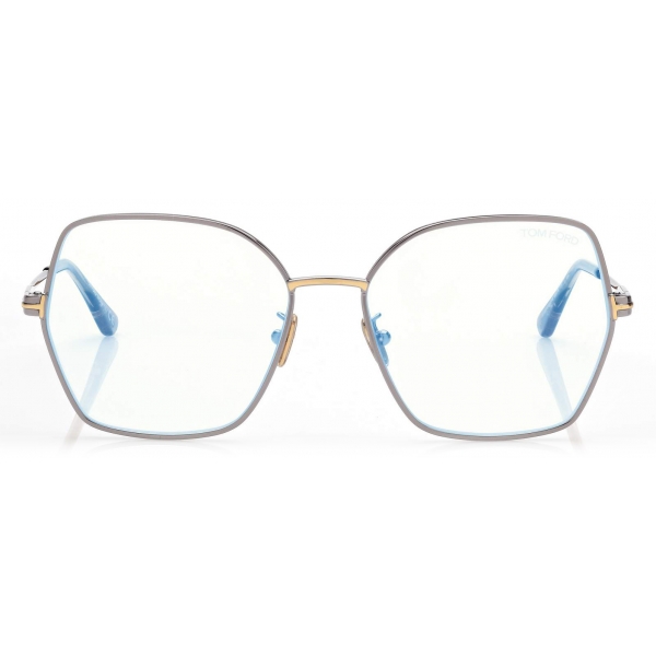 Tom Ford - Blue Block Butterfly Opticals - Occhiali da Vista Cat Eye - Argento - FT5876-B Tom Ford Eyewear