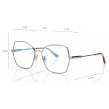 Tom Ford - Blue Block Butterfly Opticals - Cat Eye Optical Glasses - Silver - FT5876-B - Tom Ford Eyewear