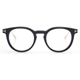 Tom Ford - Round Horn & Titanium Opticals - Occhiali da Vista Rotondi - Corno Nero - FT5885-P - Tom Ford Eyewear