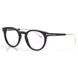 Tom Ford - Round Horn & Titanium Opticals - Occhiali da Vista Rotondi - Corno Nero - FT5885-P - Tom Ford Eyewear