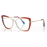 Tom Ford - Blue Block Butterfly Opticals - Butterfly Optical Glasses - Orange - FT5882-B - Tom Ford Eyewear