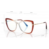 Tom Ford - Blue Block Butterfly Opticals - Butterfly Optical Glasses - Orange - FT5882-B - Tom Ford Eyewear