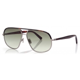 Tom Ford - Maxwell Sunglasses - Occhiali da Sole Pilota - Argento Verde - FT1019  - Tom Ford Eyewear