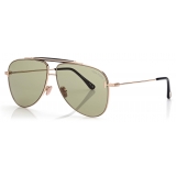 Tom Ford - Brady Sunglasses - Occhiali da Sole Pilota - Oro Rosa Green - FT1018 - Occhiali da Sole - Tom Ford Eyewear