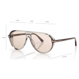 Tom Ford - Marcus Sunglasses - Occhiali da Sole Pilota - Grigio Rosa - FT1023 - Occhiali da Sole - Tom Ford Eyewear