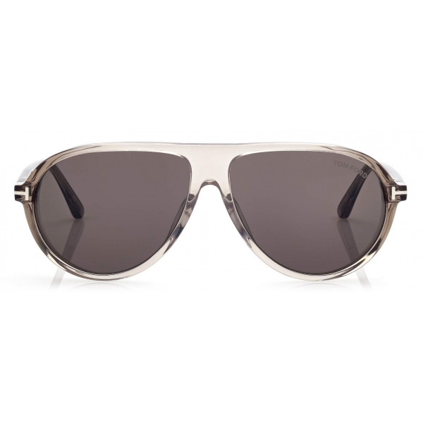 Tom Ford - Marcus Sunglasses - Occhiali da Sole Pilota - Marrone Chiaro Fumo - FT1023 - Occhiali da Sole - Tom Ford Eyewear