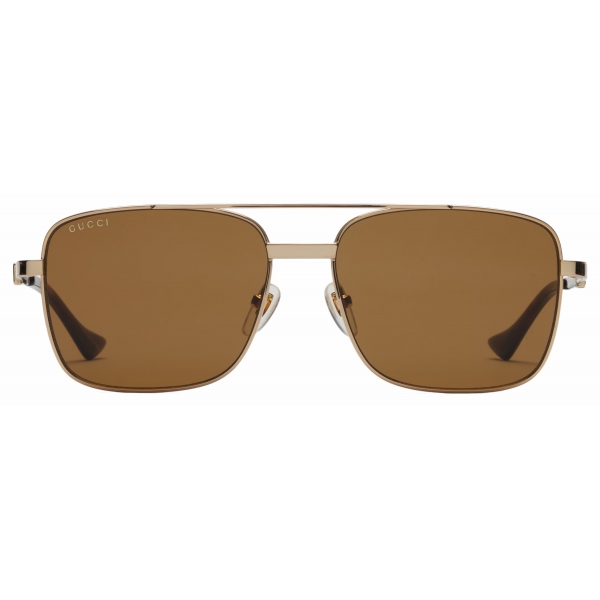 Gucci - Square Frame Sunglasses - Gold Brown - Gucci Eyewear