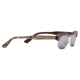 Gucci - Rectangular Frame Sunglasses - Brown Silver - Gucci Eyewear