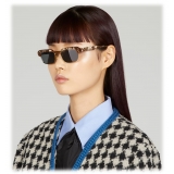 Gucci - Rectangular Frame Sunglasses - Brown Silver - Gucci Eyewear