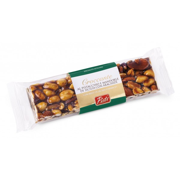 Pistì - Pieces of Crunchy with Sicilian Pistachio and Sicilian Almond with Peanuts - Fine Pastry in Flow Pack