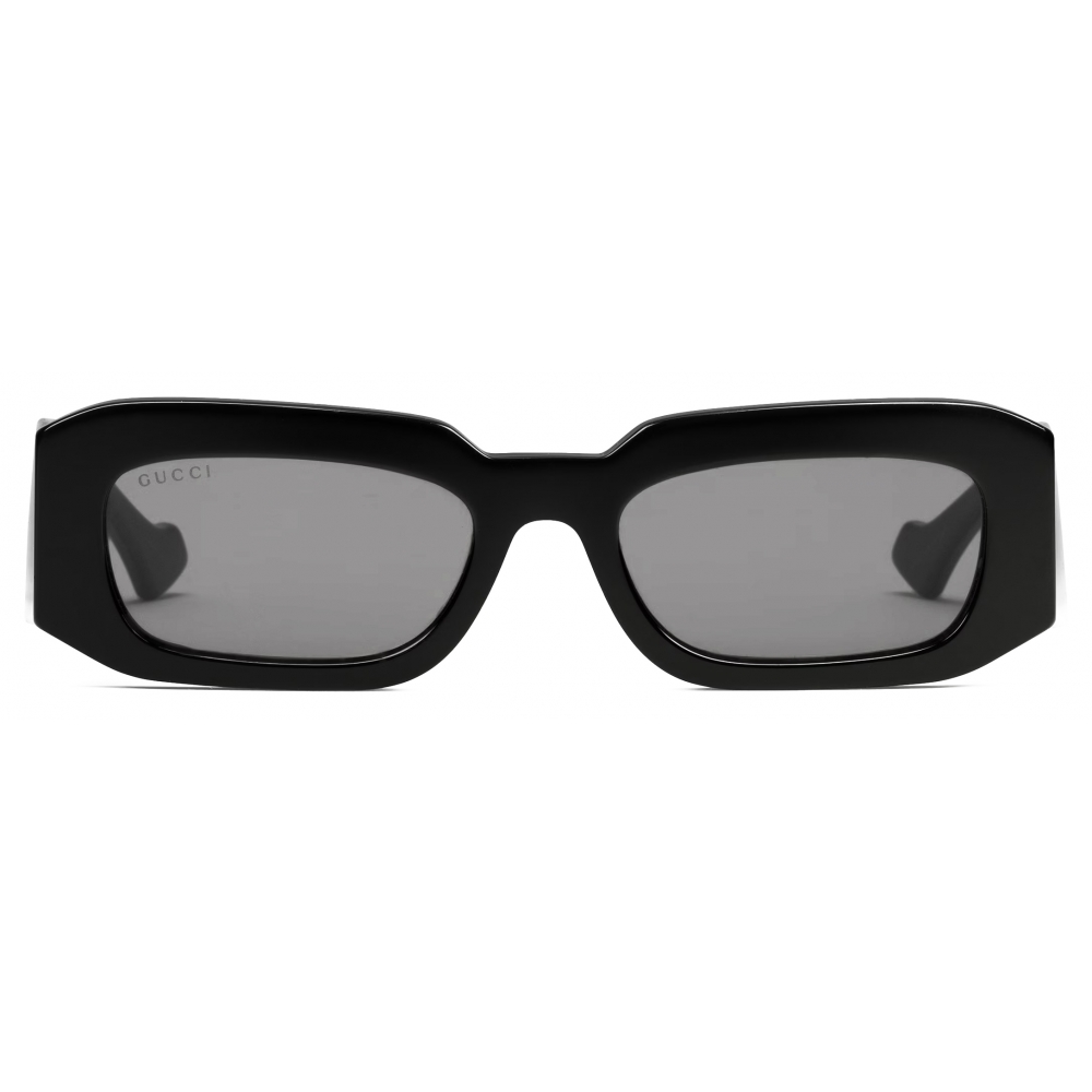 Gucci Rectangular Frame Sunglasses Black Grey Gucci Eyewear Avvenice