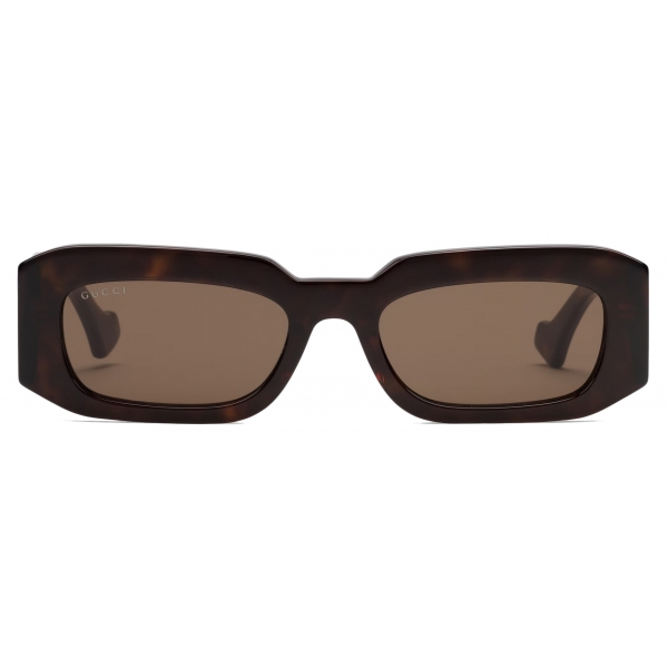 Gucci - Rectangular Frame Sunglasses - Dark Tortoiseshell Brown - Gucci Eyewear