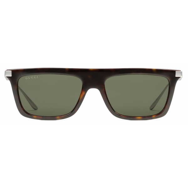 Gucci - Rectangular Frame Sunglasses - Tortoiseshell Green - Gucci Eyewear