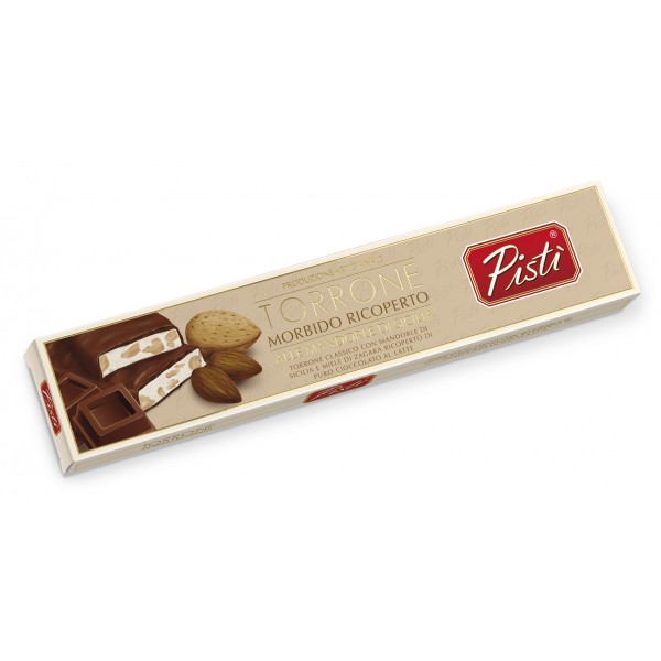Pistì - Soft Nougat Steak with Sicilian Almond Covered with Milk Chocolate - Fine Pastry in Case