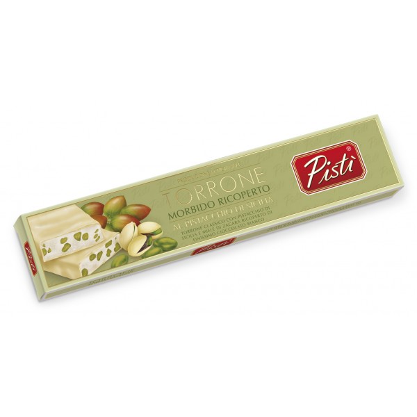 Pistì - Soft Nougat Steak with Sicilian Pistachio Covered with White Chocolate - Fine Pastry in Case