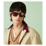 Gucci - Rectangular Frame Sunglasses - Taupe Grey Brown - Gucci Eyewear