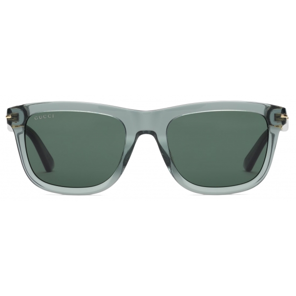 Gucci - Rectangular Frame Sunglasses - Transparent Blue Green - Gucci Eyewear