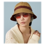 Gucci - Rectangular Frame Sunglasses - Silver Red Guccissima - Gucci Eyewear
