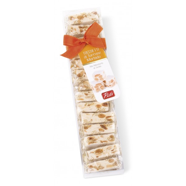 Pistì - Soft Nougat Steak with Sicilian Almond - Fine Pastry in Transparent Case with Bow
