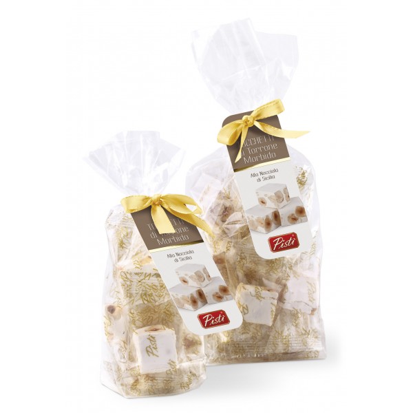 Pistì - Soft Nougat Chunks with Sicilian Hazelnuts - Fine Pastry in Envelope with Bow - 100 g