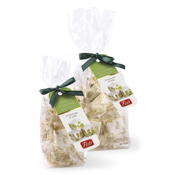 Pistì - Soft Nougat Chunks with Sicilian Pistachio - Fine Pastry in Envelope with Bow - 200 g