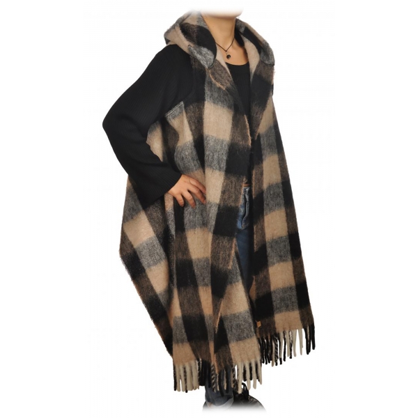 Woolrich - Mantella in Fantasia Check - Nero/Beige - Giacca - Luxury Exclusive Collection