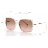 Tom Ford - Joanna Sunglasses - Occhiali da Sole a Farfalla - Avorio Marrone - FT1039 - Occhiali da Sole - Tom Ford Eyewear