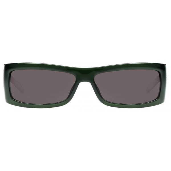 Gucci - Rectangular Frame Sunglasses - Transparent Dark Green Dark Grey - Gucci Eyewear