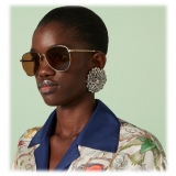 Gucci - Navigator Frame Sunglasses - Gold Brown - Gucci Eyewear