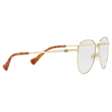 Gucci - Navigator Frame Sunglasses - Gold Clear Burgundy - Gucci Eyewear