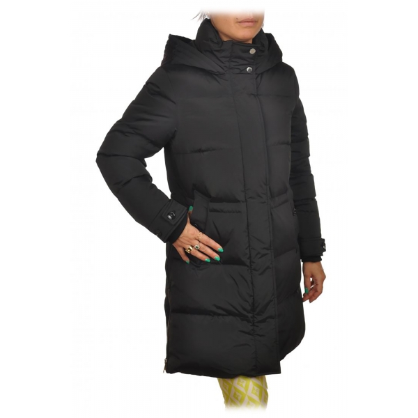 Woolrich - Long Quilted Hooded Down Jacket - Black - Jacket - Luxury Exclusive Collection