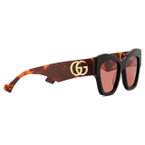 Gucci - Occhiale da Sole Cat Eye - Nero Rosso Arancione Marrone - Gucci Eyewear