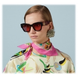Gucci - Occhiale da Sole Cat Eye - Nero Rosso Arancione Marrone - Gucci Eyewear
