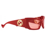 Gucci - Geometric Frame Sunglasses - Red - Gucci Eyewear