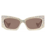 Gucci - Geometric Frame Sunglasses - Ivory Brown - Gucci Eyewear