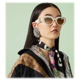 Gucci - Occhiale da Sole Geometrica - Avorio Marrone - Gucci Eyewear