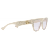 Gucci - Rectangular Frame Sunglasses - Ivory - Gucci Eyewear