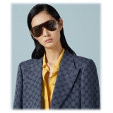 Gucci - Square Frame Sunglasses - Gold Grey - Gucci Eyewear