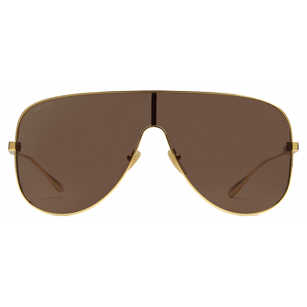Gucci - Square Frame Sunglasses - Gold Brown - Gucci Eyewear - Avvenice