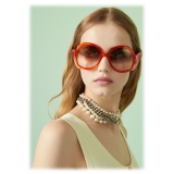 Gucci - Occhiale da Sole Rotondi - Arancione Marrone Sfumato - Gucci Eyewear