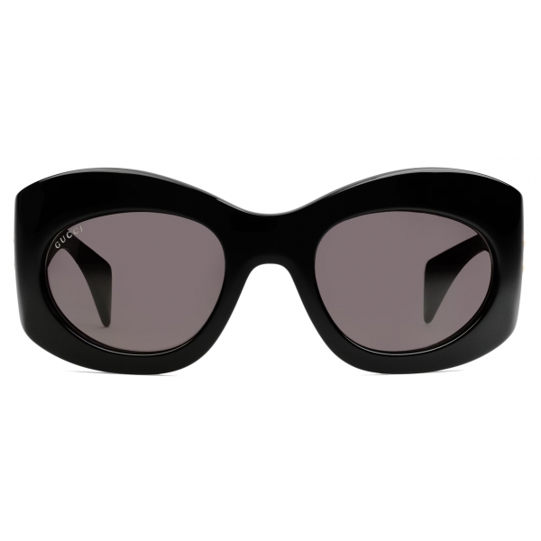 Gucci - Occhiale da Sole Ovali Avvolgenti - Nero Grigio - Gucci Eyewear
