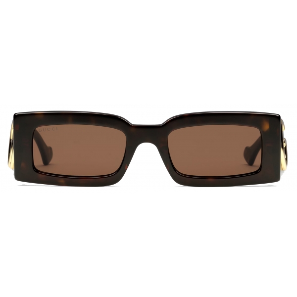 Gucci - Rectangular Frame Sunglasses - Tortoiseshell Brown - Gucci Eyewear