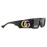 Gucci - Rectangular Frame Sunglasses - Tortoiseshell Green Purple - Gucci Eyewear