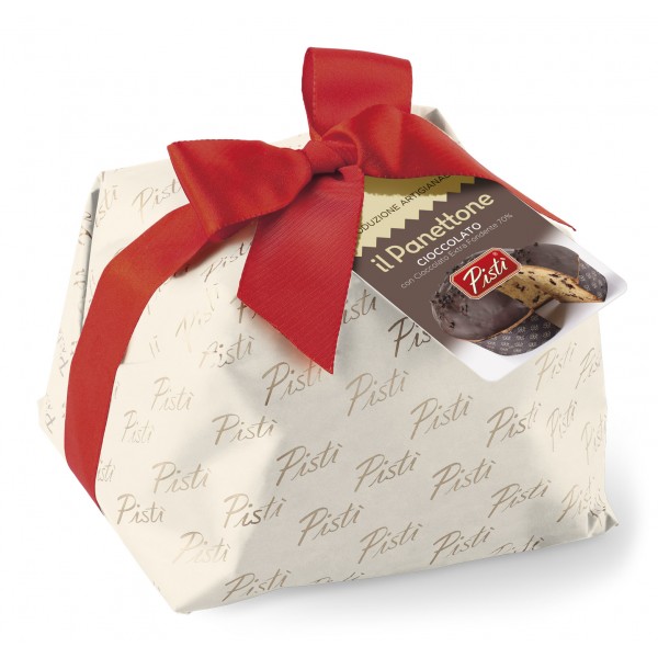 Pistì - Artisan Panettone with Chocolate Covered with Dark Chocolate 70% - Hand Wrapped Artisan Panettone