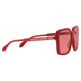Gucci - Occhiale da Sole Quadrati con Ponte Basso - Rosso - Gucci Eyewear
