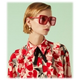 Gucci - Occhiale da Sole Quadrati con Ponte Basso - Rosso - Gucci Eyewear